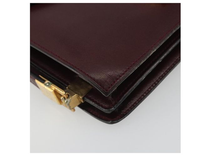 Céline Borsa a tracolla CELINE in pelle Bordeaux Gold Auth bs36605 D'oro Bordò - vista 14