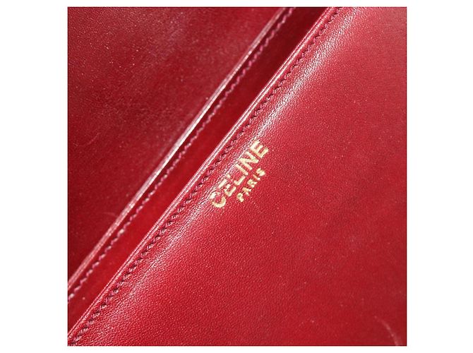 Céline Borsa a tracolla CELINE in pelle Bordeaux Gold Auth bs36605 D'oro Bordò - vista 19
