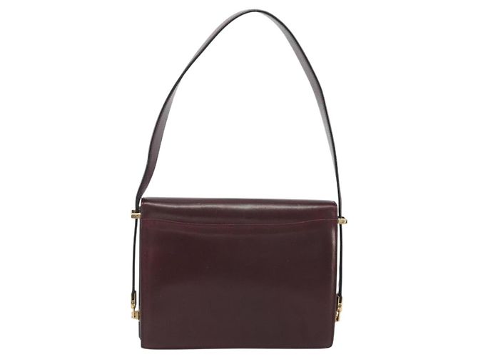Céline Borsa a tracolla CELINE in pelle Bordeaux Gold Auth bs36605 D'oro Bordò - vista 2