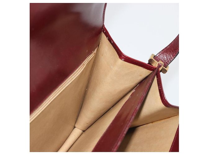 Céline Borsa a tracolla CELINE in pelle Bordeaux Gold Auth bs36605 D'oro Bordò - vista 20
