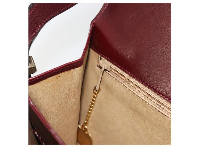 Céline Borsa a tracolla CELINE in pelle Bordeaux Gold Auth bs36605 D'oro Bordò - vista 22