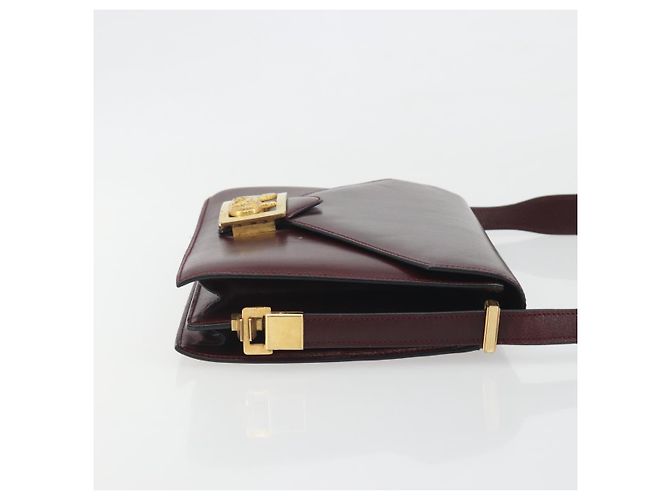Céline Borsa a tracolla CELINE in pelle Bordeaux Gold Auth bs36605 D'oro Bordò - vista 3