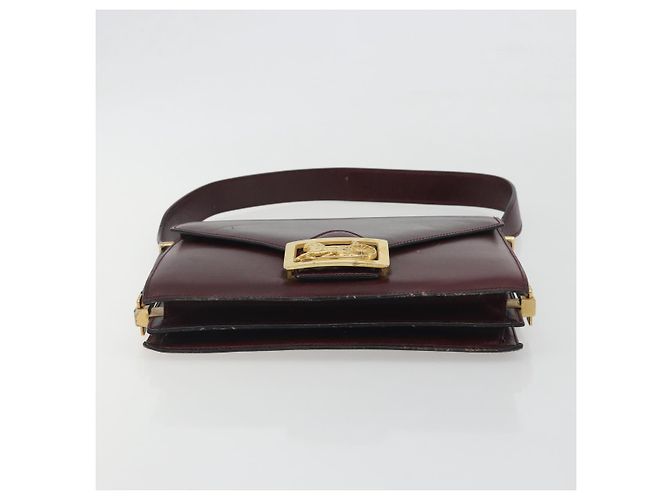 Céline Borsa a tracolla CELINE in pelle Bordeaux Gold Auth bs36605 D'oro Bordò - vista 5