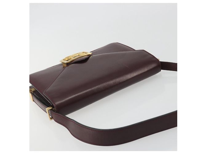 Céline Borsa a tracolla CELINE in pelle Bordeaux Gold Auth bs36605 D'oro Bordò - vista 6