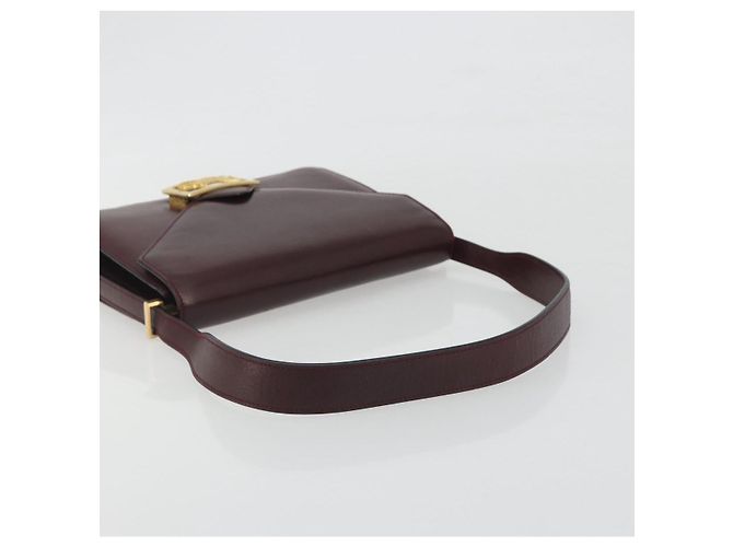 Céline Borsa a tracolla CELINE in pelle Bordeaux Gold Auth bs36605 D'oro Bordò - vista 7