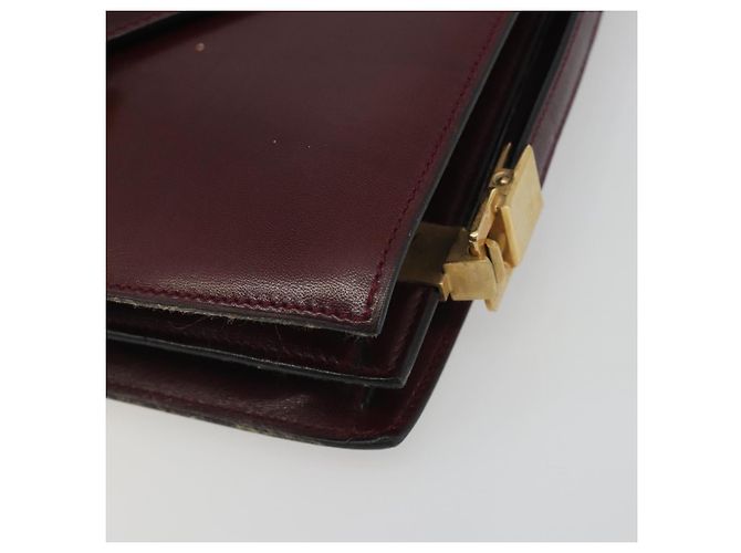 Céline Borsa a tracolla CELINE in pelle Bordeaux Gold Auth bs36605 D'oro Bordò - vista 9