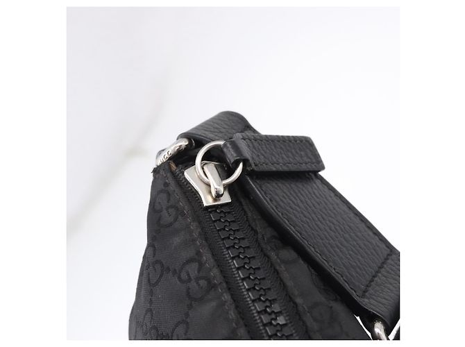 Borsa a tracolla GUCCI GG Canvas Nero Argento 509639 Auth ka5571 - vista 9
