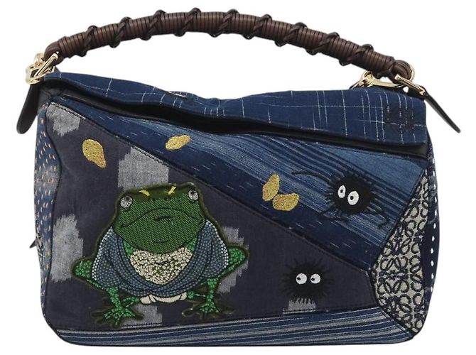 Borsa Puzzle LOEWE x Studio Ghibli BORO Blue Frog Soot Sprites Blue Auth 167492SM Marrone - vista 13