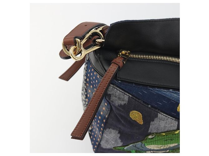 Borsa Puzzle LOEWE x Studio Ghibli BORO Blue Frog Soot Sprites Blue Auth 167492SM Marrone - vista 21