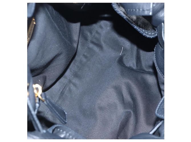 Borsa Tote Miu Miu con Fiocco Laterale in Pelle Nera e Oro RR1312 Auth am12103SAM Nero D'oro - vista 10