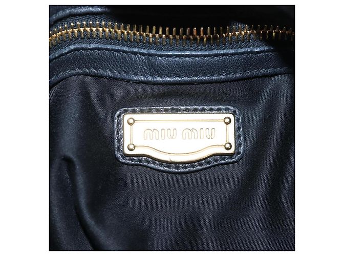 Borsa Tote Miu Miu con Fiocco Laterale in Pelle Nera e Oro RR1312 Auth am12103SAM Nero D'oro - vista 18