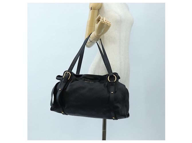 Borsa Tote Miu Miu con Fiocco Laterale in Pelle Nera e Oro RR1312 Auth am12103SAM Nero D'oro - vista 23