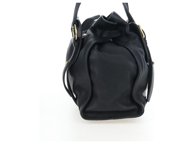 Borsa Tote Miu Miu con Fiocco Laterale in Pelle Nera e Oro RR1312 Auth am12103SAM Nero D'oro - vista 3