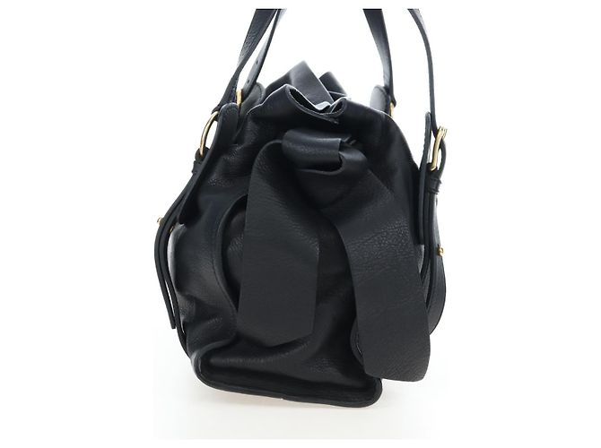 Borsa Tote Miu Miu con Fiocco Laterale in Pelle Nera e Oro RR1312 Auth am12103SAM Nero D'oro - vista 4