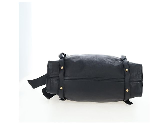 Borsa Tote Miu Miu con Fiocco Laterale in Pelle Nera e Oro RR1312 Auth am12103SAM Nero D'oro - vista 5