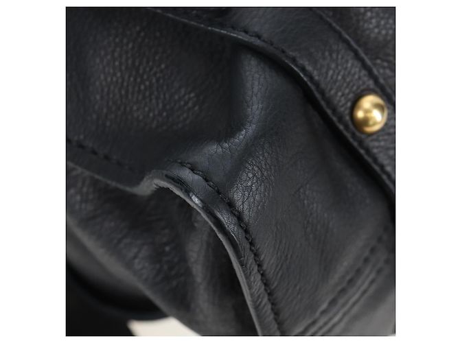 Borsa Tote Miu Miu con Fiocco Laterale in Pelle Nera e Oro RR1312 Auth am12103SAM Nero D'oro - vista 9