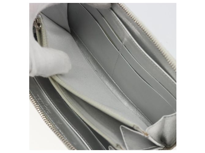 Cartera larga CHANEL Matelasse de piel de cordero Silver CC Auth 193392A Plata - vista 21