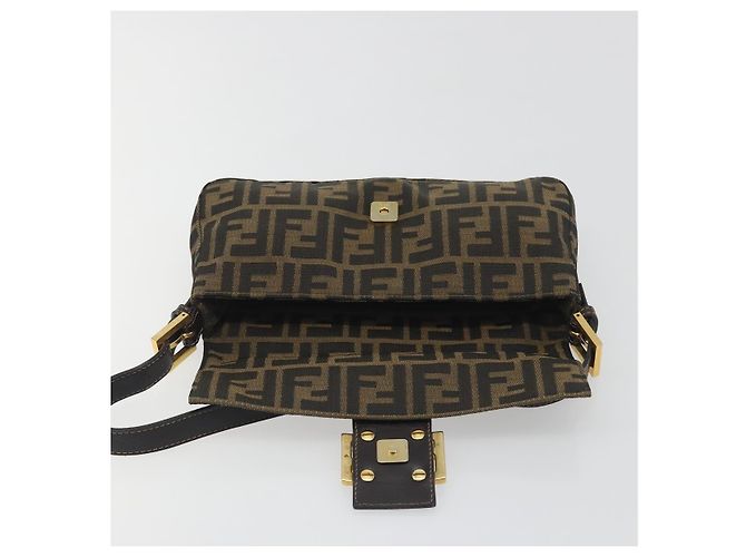 Borsa a tracolla FENDI Zucca Canvas Mamma Baguette Marrone Nero Auth 193422V - vista 20