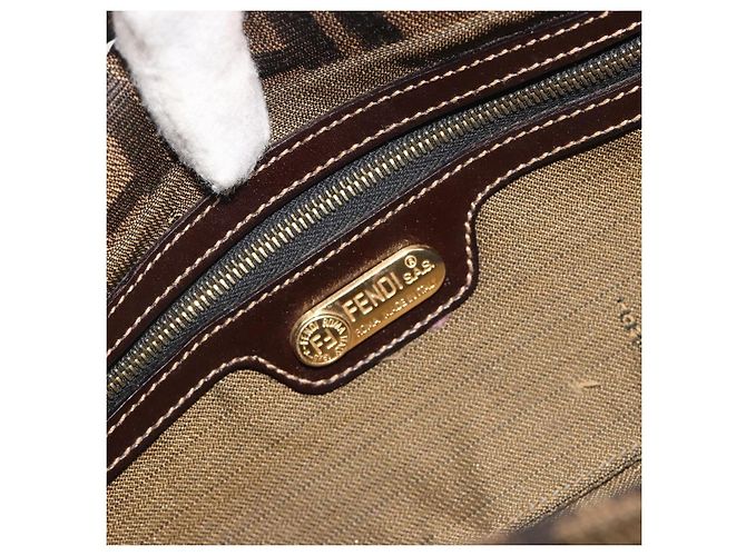 Borsa a tracolla FENDI Zucca Canvas Mamma Baguette Marrone Nero Auth 193422V - vista 21