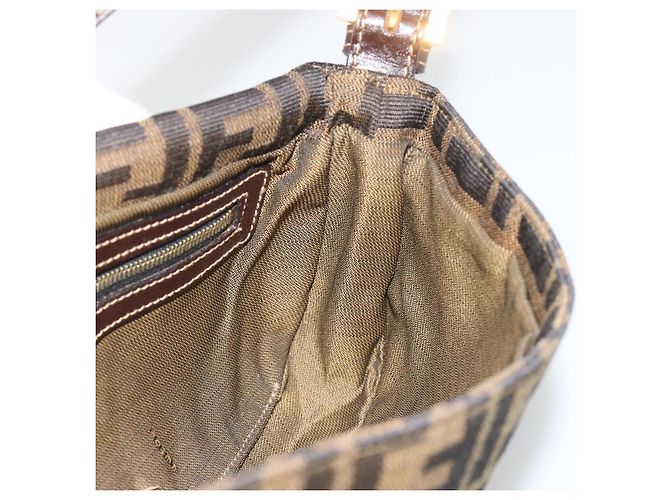 Borsa a tracolla FENDI Zucca Canvas Mamma Baguette Marrone Nero Auth 193422V - vista 22