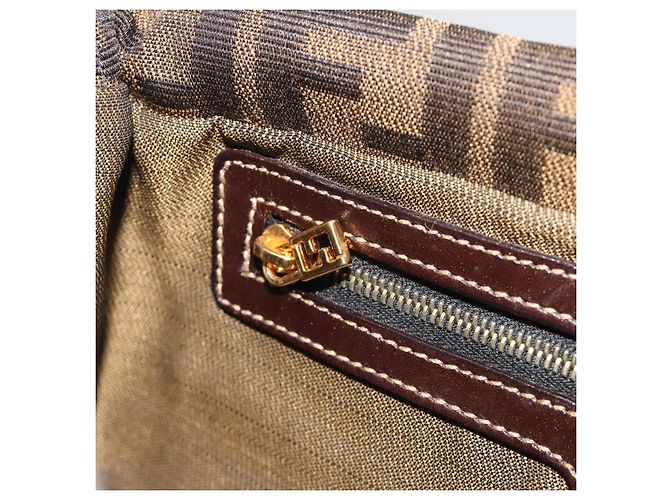 Borsa a tracolla FENDI Zucca Canvas Mamma Baguette Marrone Nero Auth 193422V - vista 24