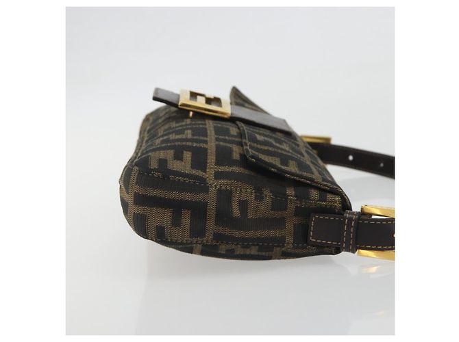 Borsa a tracolla FENDI Zucca Canvas Mamma Baguette Marrone Nero Auth 193422V - vista 3