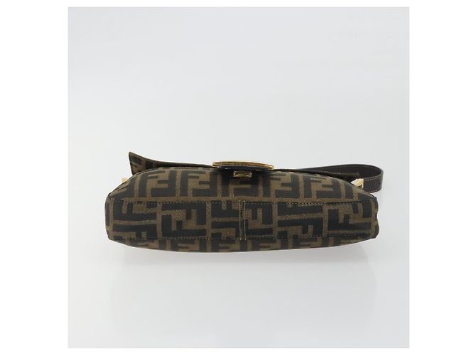 Borsa a tracolla FENDI Zucca Canvas Mamma Baguette Marrone Nero Auth 193422V - vista 5