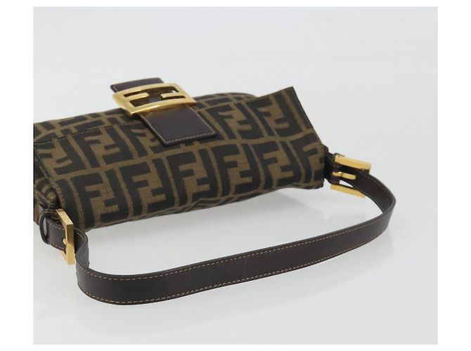 Borsa a tracolla FENDI Zucca Canvas Mamma Baguette Marrone Nero Auth 193422V - vista 7