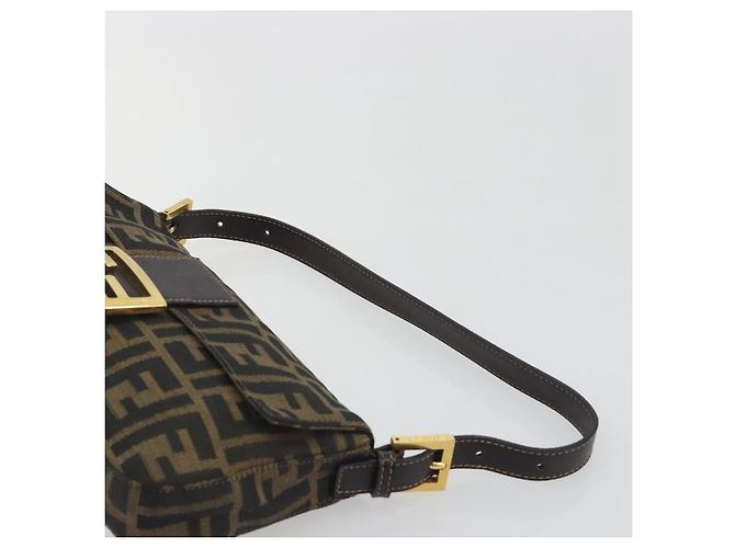 Borsa a tracolla FENDI Zucca Canvas Mamma Baguette Marrone Nero Auth 193422V - vista 8