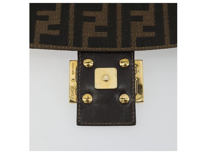 Borsa a tracolla FENDI Zucca Canvas Mamma Baguette Marrone Nero Auth 193422V - vista 9