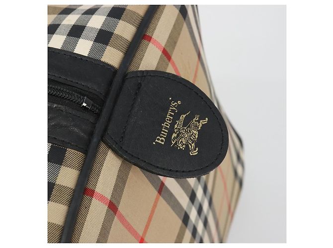 Borsa Boston Burberrys Nova Check Canvas Beige Black Auth ep15288 Nero - vista 10