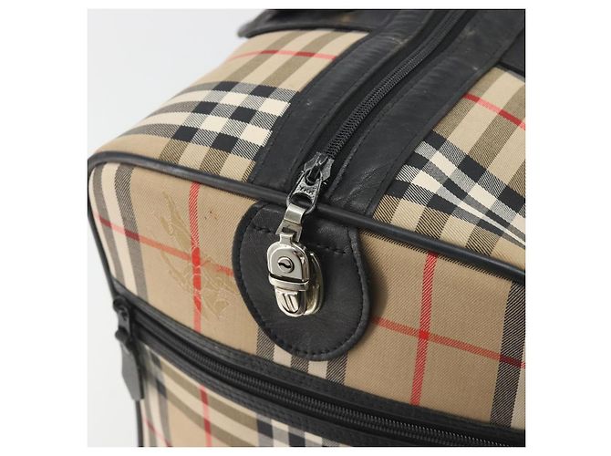 Borsa Boston Burberrys Nova Check Canvas Beige Black Auth ep15288 Nero - vista 11