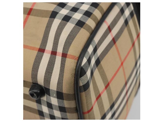 Borsa Boston Burberrys Nova Check Canvas Beige Black Auth ep15288 Nero - vista 15