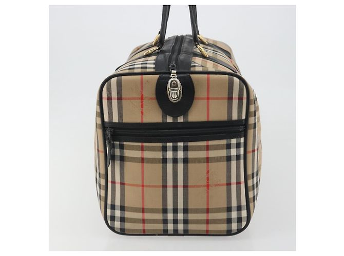 Borsa Boston Burberrys Nova Check Canvas Beige Black Auth ep15288 Nero - vista 3