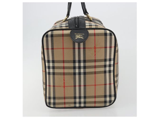 Borsa Boston Burberrys Nova Check Canvas Beige Black Auth ep15288 Nero - vista 4