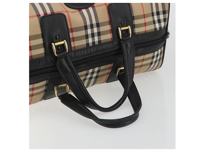 Borsa Boston Burberrys Nova Check Canvas Beige Black Auth ep15288 Nero - vista 7