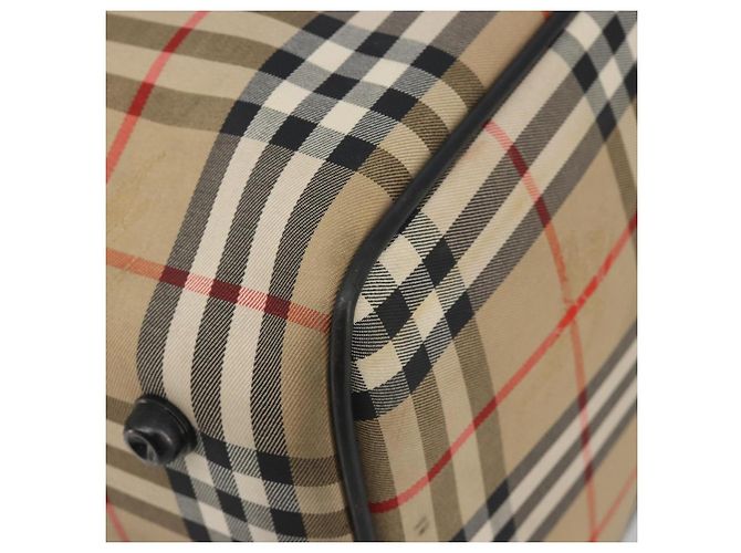 Borsa Boston Burberrys Nova Check Canvas Beige Black Auth ep15288 Nero - vista 9