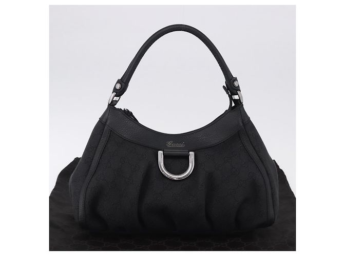 Borsa a tracolla GUCCI GG Canvas Abbey Nero Argento 265692 Auth 194859V - vista 12
