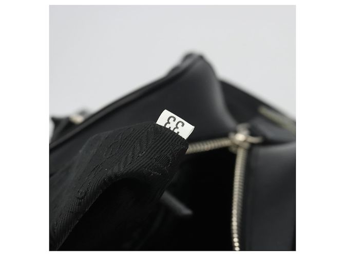 Borsa a Mano PRADA Nylon Pelle Nero Argento Auth am12218V - vista 10