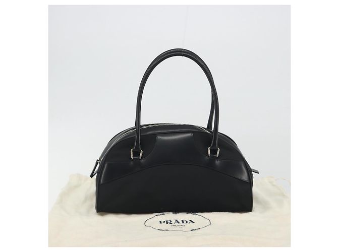 Borsa a Mano PRADA Nylon Pelle Nero Argento Auth am12218V - vista 12