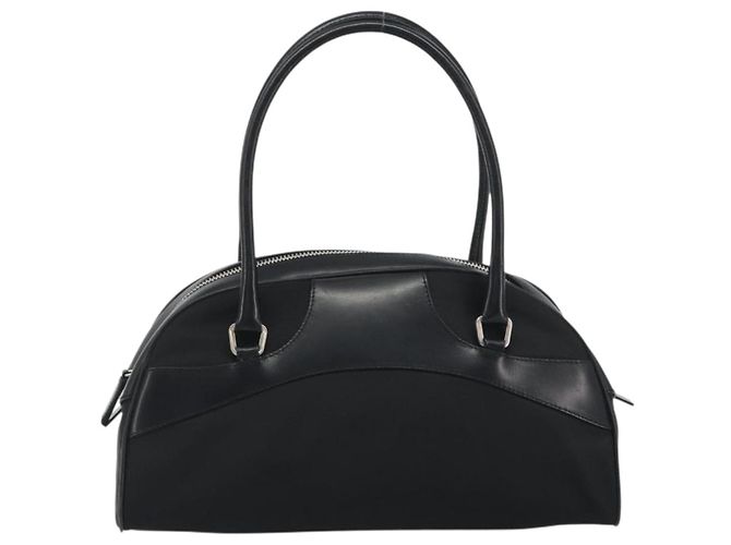 Borsa a Mano PRADA Nylon Pelle Nero Argento Auth am12218V - vista 13