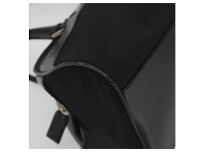 Borsa a Mano PRADA Nylon Pelle Nero Argento Auth am12218V - vista 15