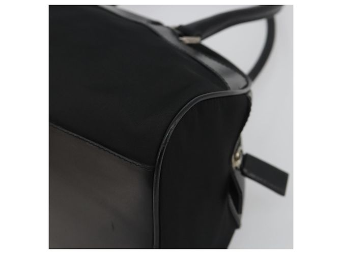 Borsa a Mano PRADA Nylon Pelle Nero Argento Auth am12218V - vista 16