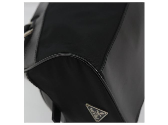 Borsa a Mano PRADA Nylon Pelle Nero Argento Auth am12218V - vista 17