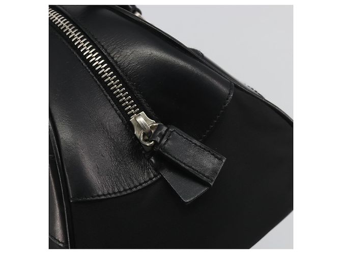 Borsa a Mano PRADA Nylon Pelle Nero Argento Auth am12218V - vista 19