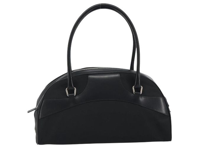 Borsa a Mano PRADA Nylon Pelle Nero Argento Auth am12218V - vista 2