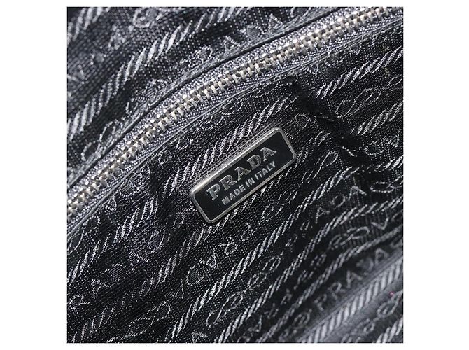 Borsa a Mano PRADA Nylon Pelle Nero Argento Auth am12218V - vista 20