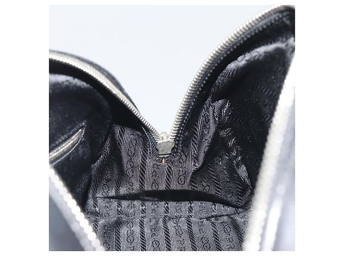 Borsa a Mano PRADA Nylon Pelle Nero Argento Auth am12218V - vista 21
