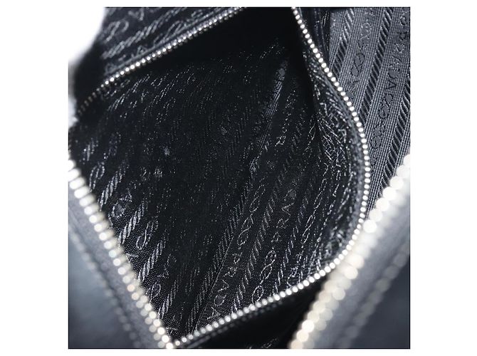 Borsa a Mano PRADA Nylon Pelle Nero Argento Auth am12218V - vista 24