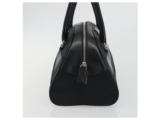 Borsa a Mano PRADA Nylon Pelle Nero Argento Auth am12218V - vista 4